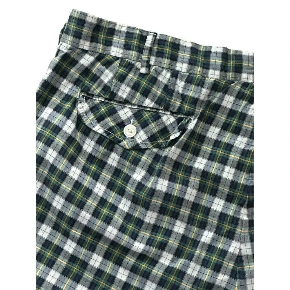 Polo Ralph Lauren Mens Shorts Plaid Navy Green White Slim GI Fit Size 38‎ (40)
